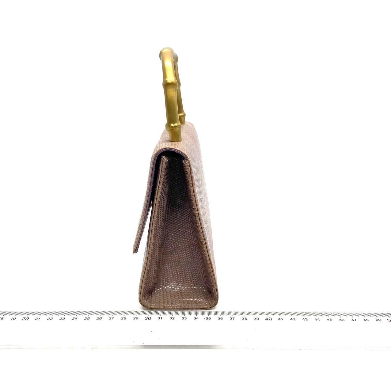 Gucci Jackie Vintage Lilas Purple Top Handle Evening Bag en peau de lézard en vente 1
