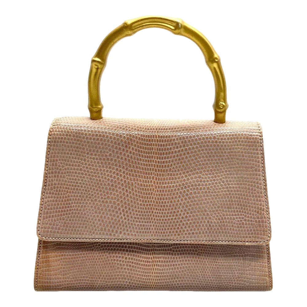 Gucci Jackie Vintage Lilas Purple Top Handle Evening Bag en peau de lézard en vente