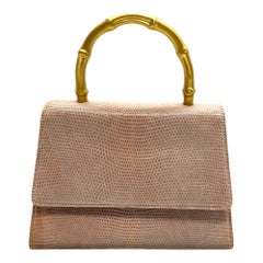 Gucci Jackie Vintage Lilas Purple Top Handle Evening Bag en peau de lézard