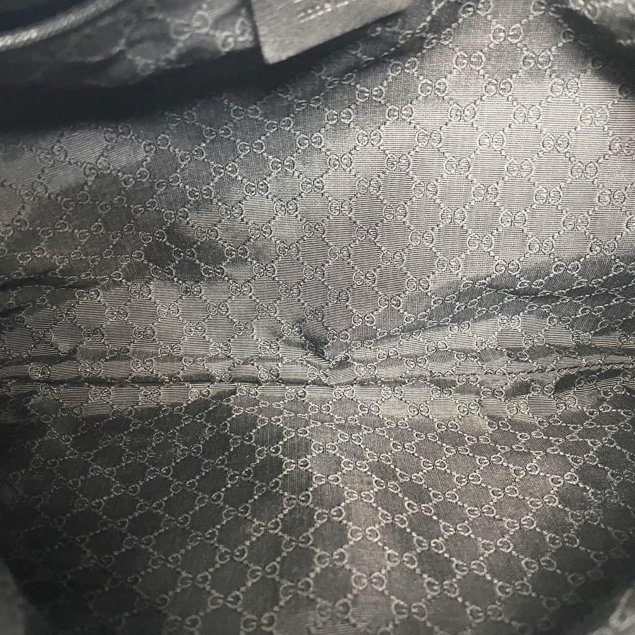 Gucci Jackie Vintage Medium Schwarz Denim Leder Silber Hardware Umhängetasche im Angebot 11