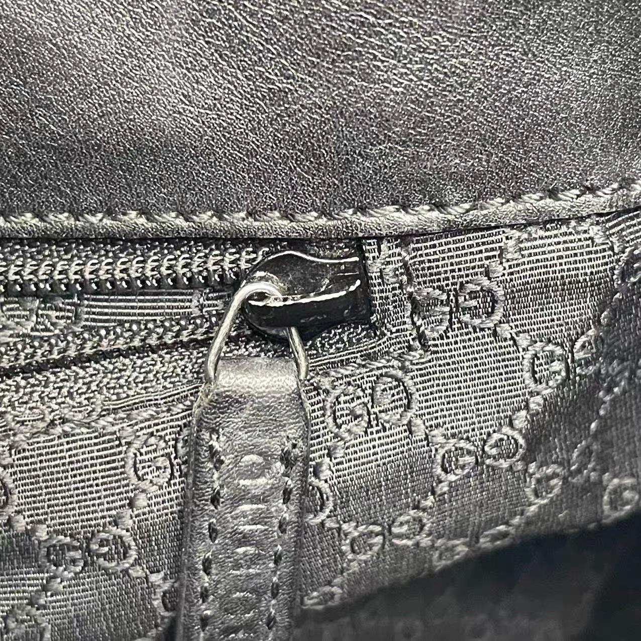 Gucci Jackie Vintage Medium Schwarz Denim Leder Silber Hardware Umhängetasche im Angebot 14