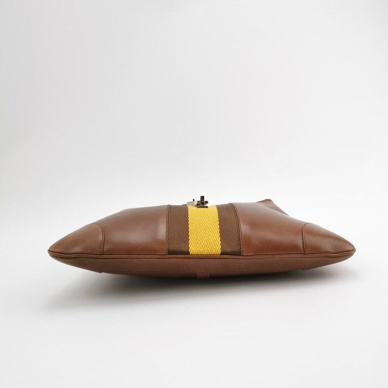 Gucci Jackie Vintage Medium Brown Leather Silver Hardware In Good Condition In AUBERVILLIERS, FR