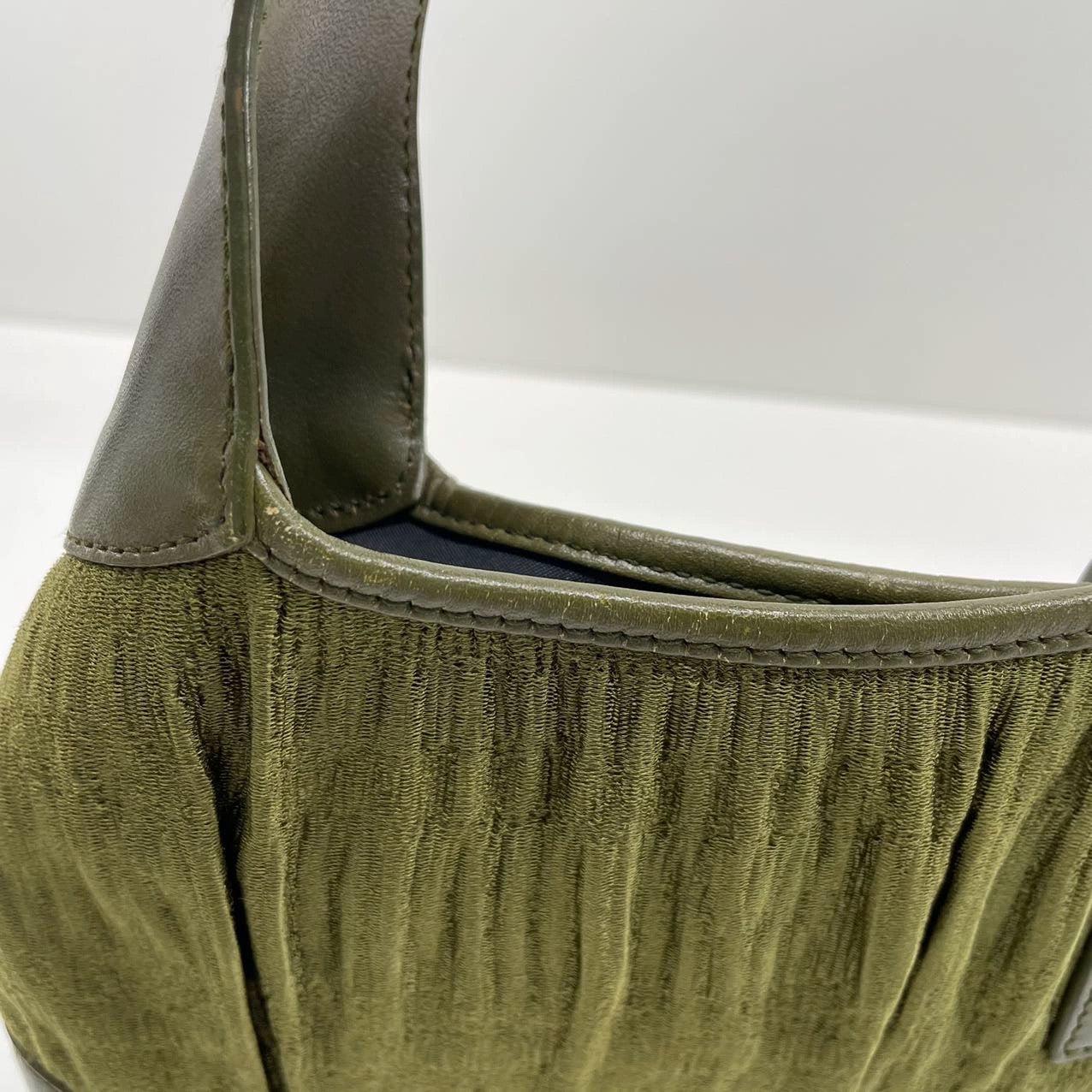 Gucci Jackie Vintage Mediana Piel y Tejido Verde Oscuro en venta 9