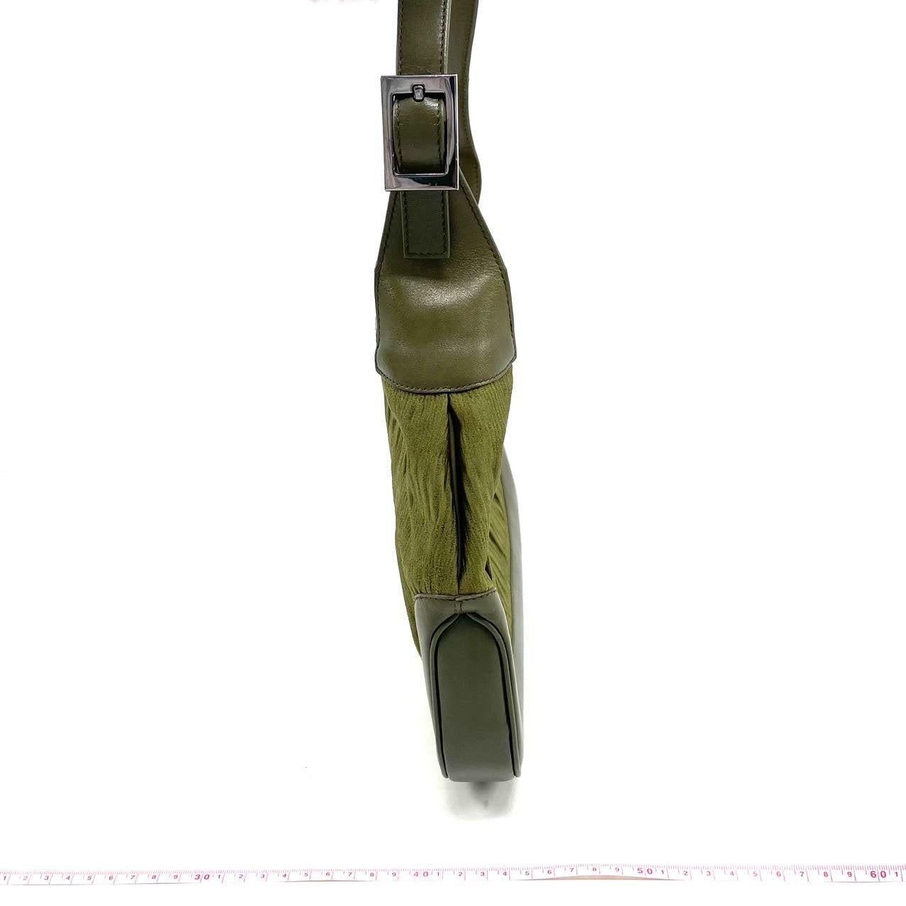 Gucci Jackie Vintage Mediana Piel y Tejido Verde Oscuro en Bueno estado para la venta en AUBERVILLIERS, FR
