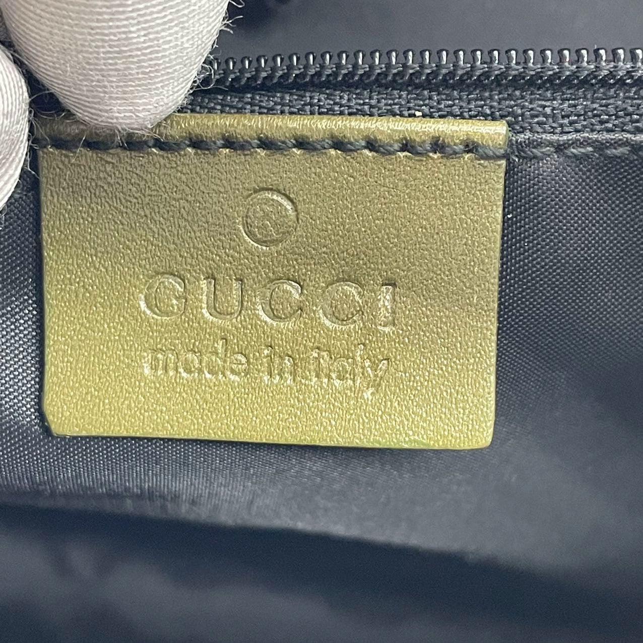 Gucci Jackie Vintage Mediana Piel y Tejido Verde Oscuro en venta 2
