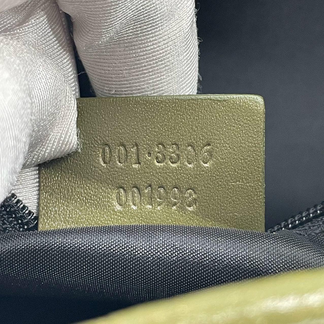 Gucci Jackie Vintage Mediana Piel y Tejido Verde Oscuro en venta 3