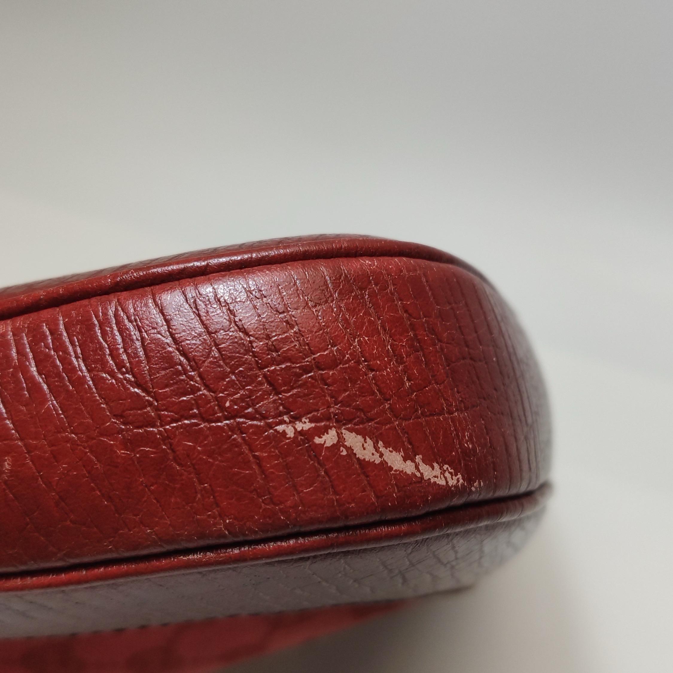 Gucci Jackie Vintage Medium Rot Monogramm Leinen und Leder Silber Hardware im Angebot 8