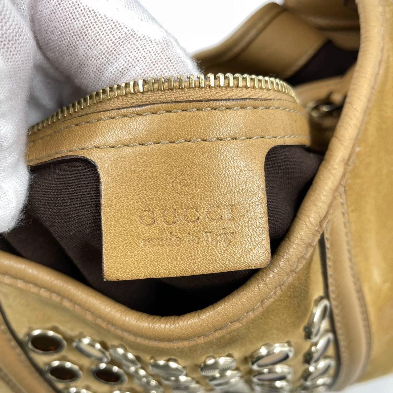 Gucci Jackie Vintage Medium Tan Brown Suede Leather Gold Hardware For Sale 9