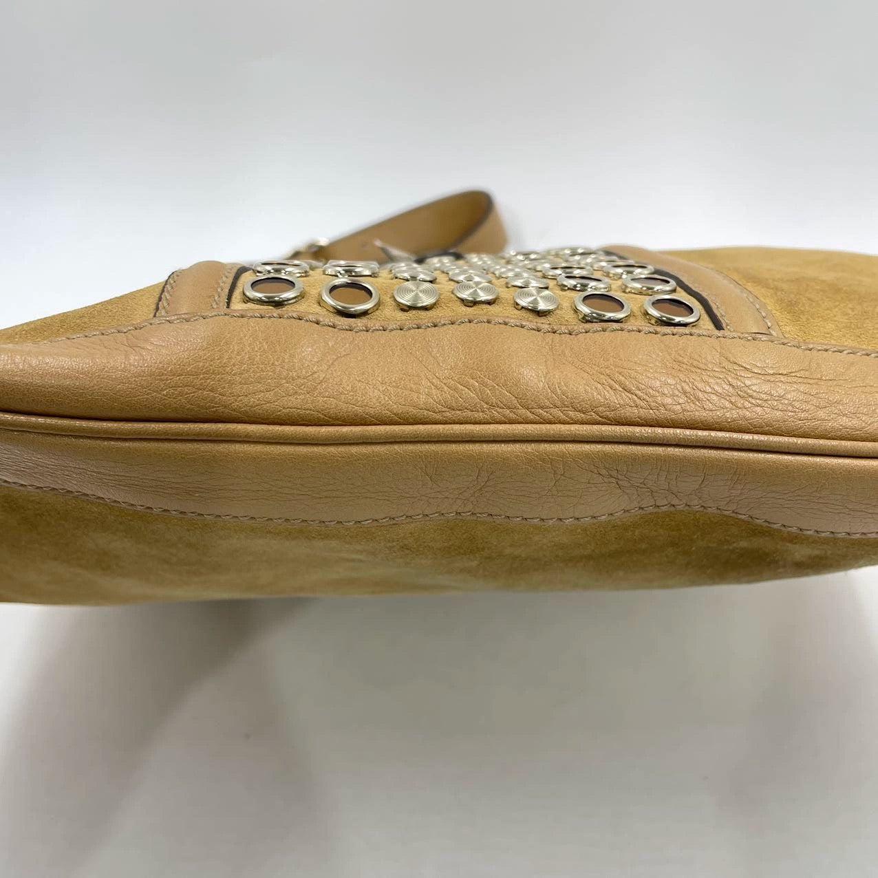 Gucci Jackie Vintage Medium Tan Brown Suede Leather Gold Hardware For Sale 15