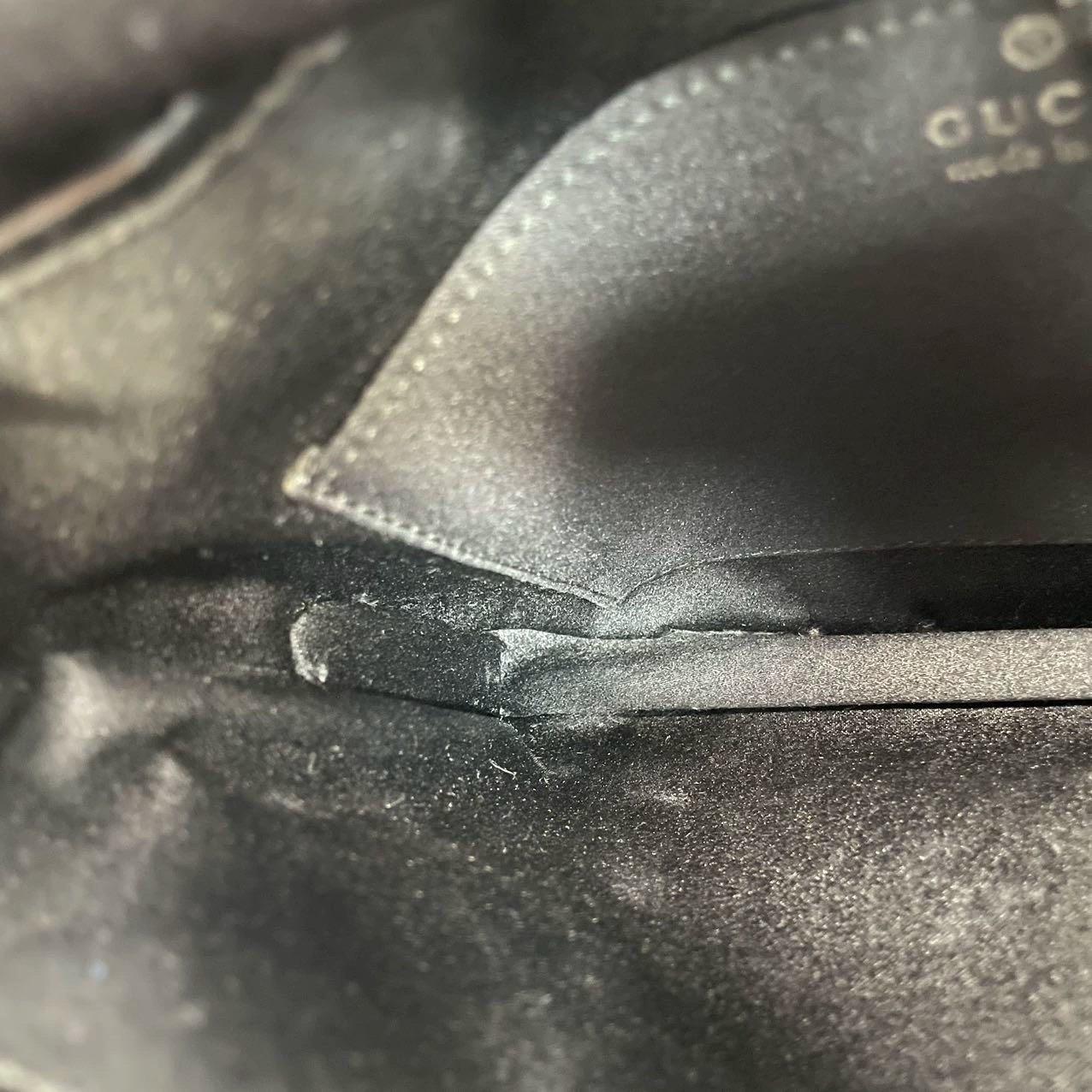 Gucci Jackie Vintage Mini Sac à main en tissu noir et cuir verni en vente 11