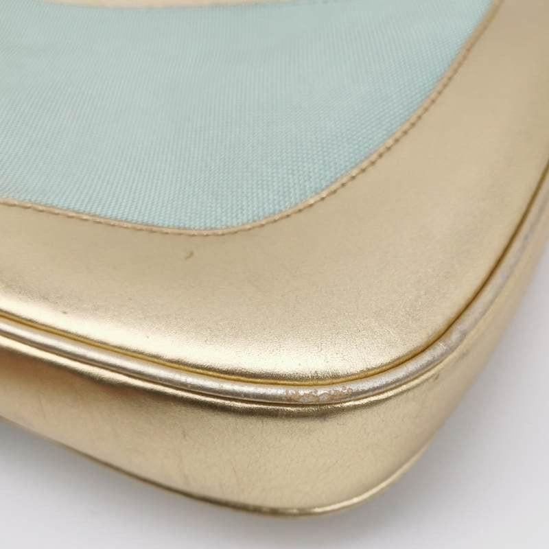 Gucci Jackie Vintage Mini Blue Nylon with Gold Leather Shoulder Bag Medium 6