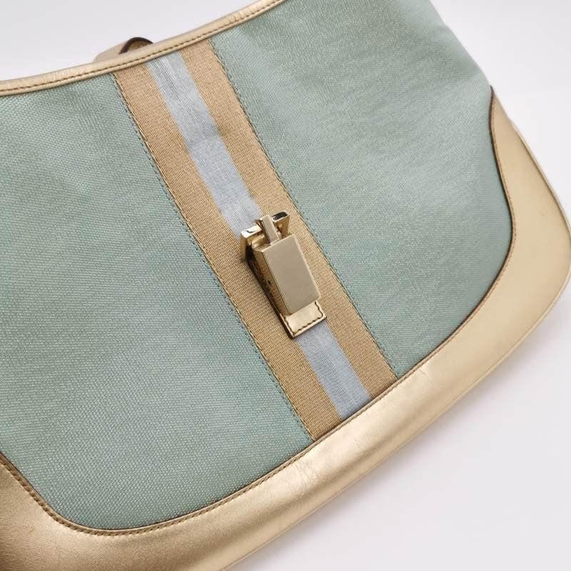 Gucci Jackie Vintage Mini Blue Nylon with Gold Leather Shoulder Bag Medium 1