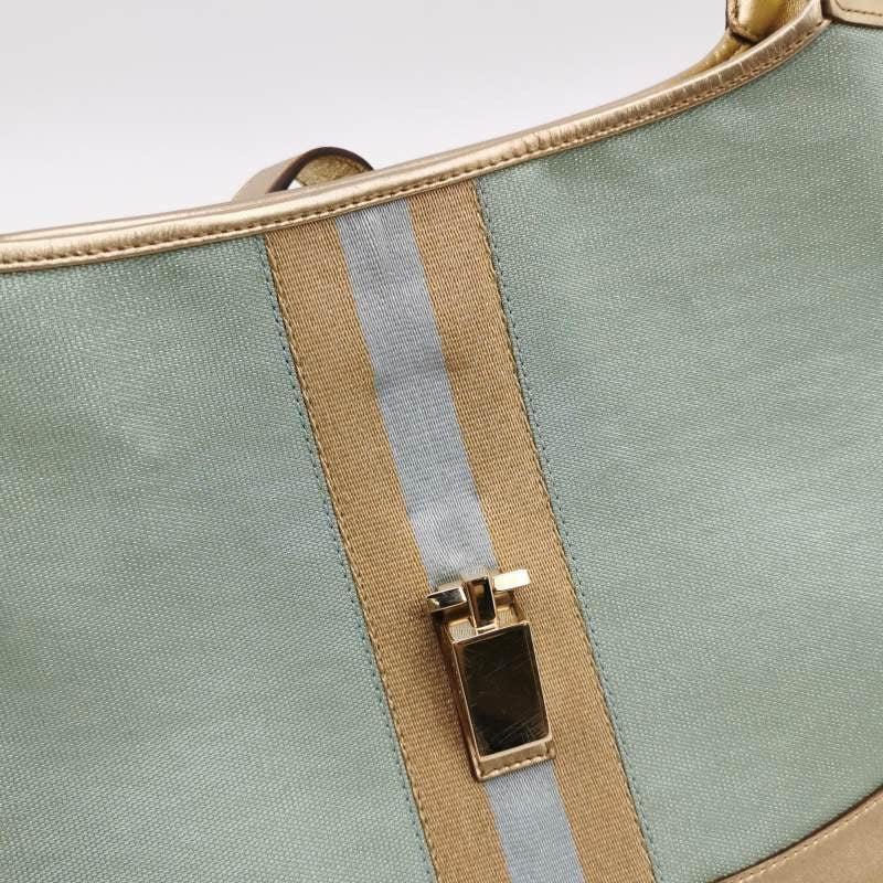 Gucci Jackie Vintage Mini Blue Nylon with Gold Leather Shoulder Bag Medium 4