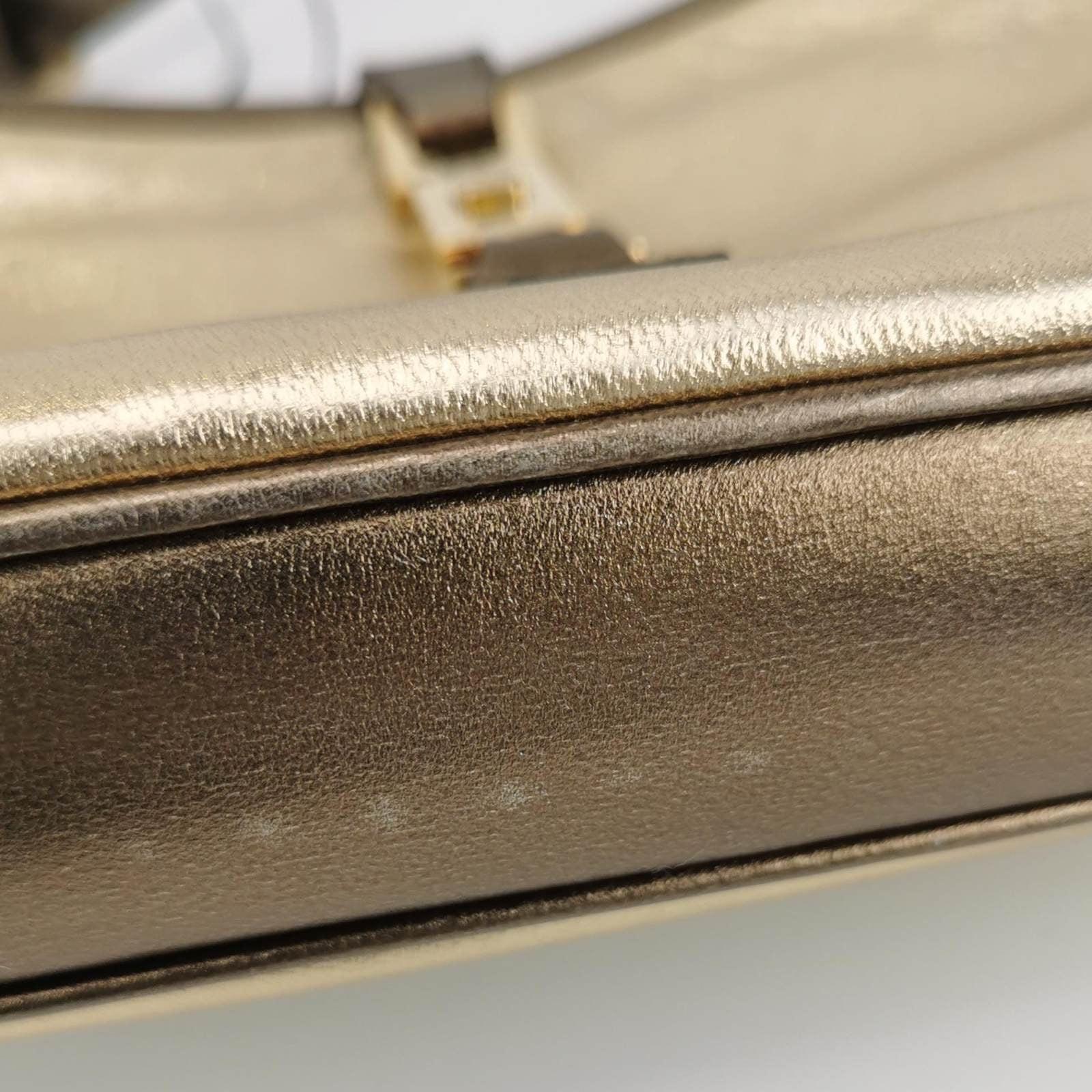 Gucci Jackie Vintage Mini Gold Lambskin Leather Brown Calfskin Leather 9