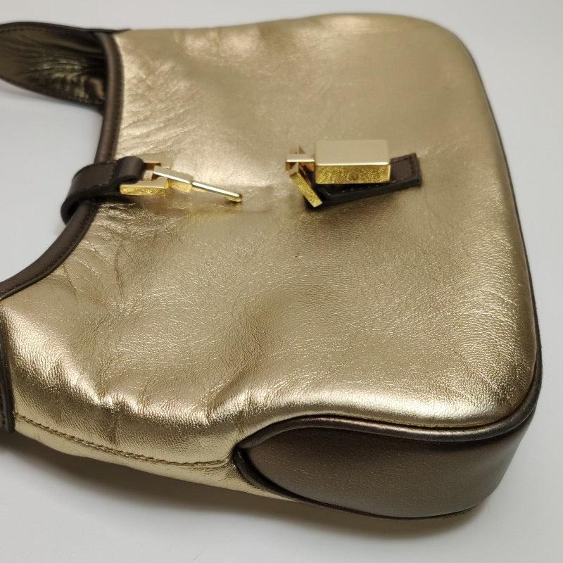 Gucci Jackie Vintage Mini Gold Lambskin Leather Brown Calfskin Leather 10