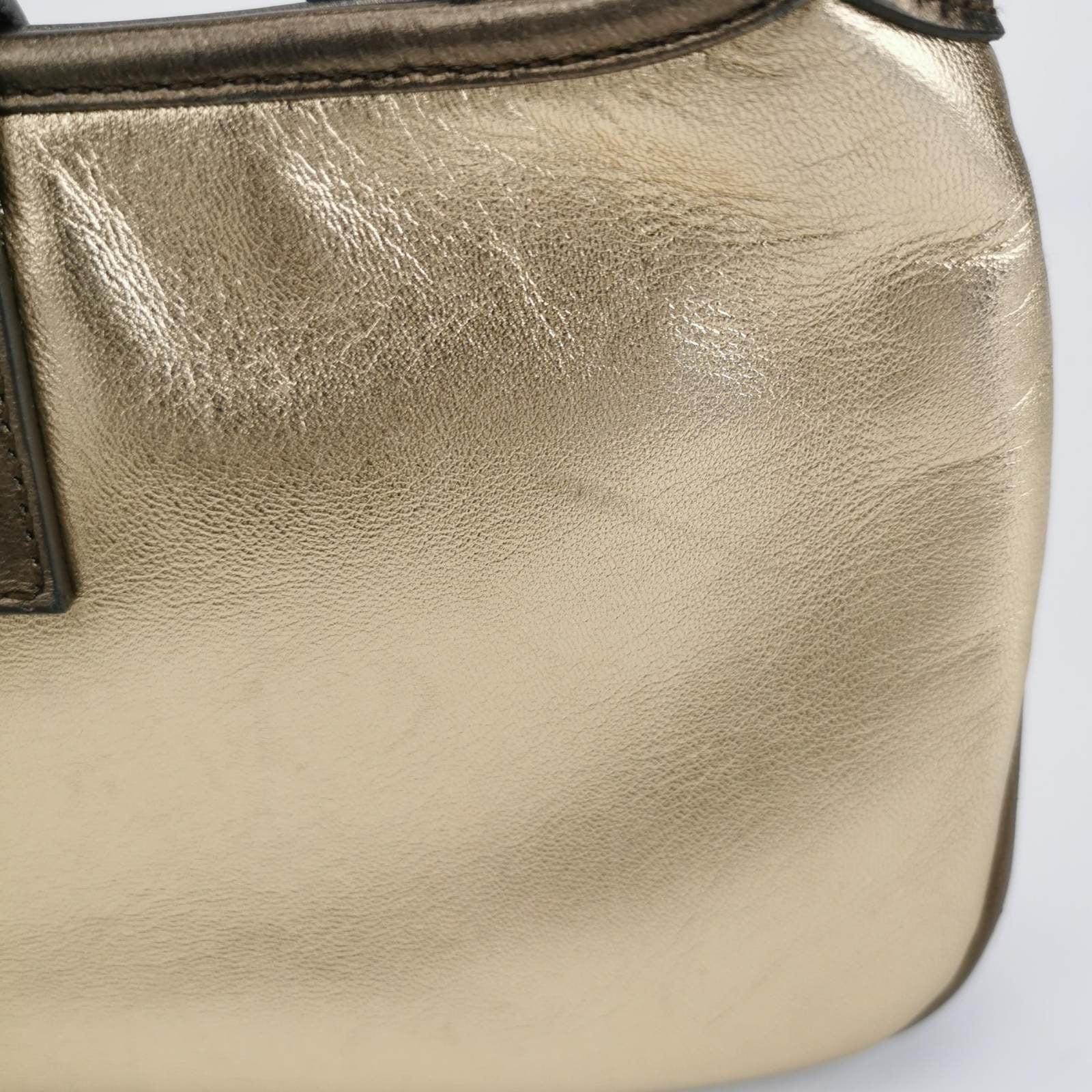 Gucci Jackie Vintage Mini Gold Lambskin Leather Brown Calfskin Leather 12