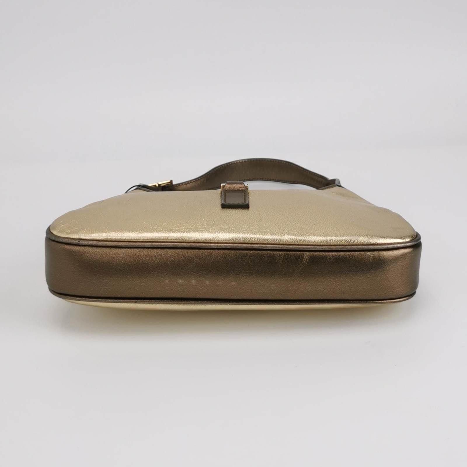 Gucci Jackie Vintage Mini Gold Lambskin Leather Brown Calfskin Leather 1