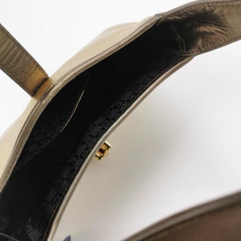 Women's Gucci Jackie Vintage Mini Gold Lambskin Leather Brown Calfskin Leather