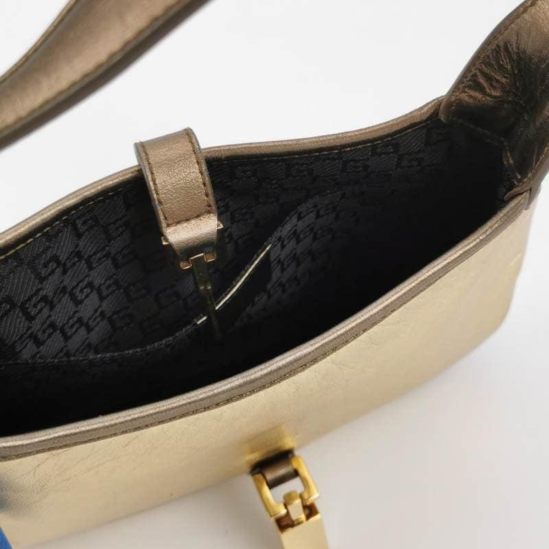 Gucci Jackie Vintage Mini Gold Lambskin Leather Brown Calfskin Leather 1
