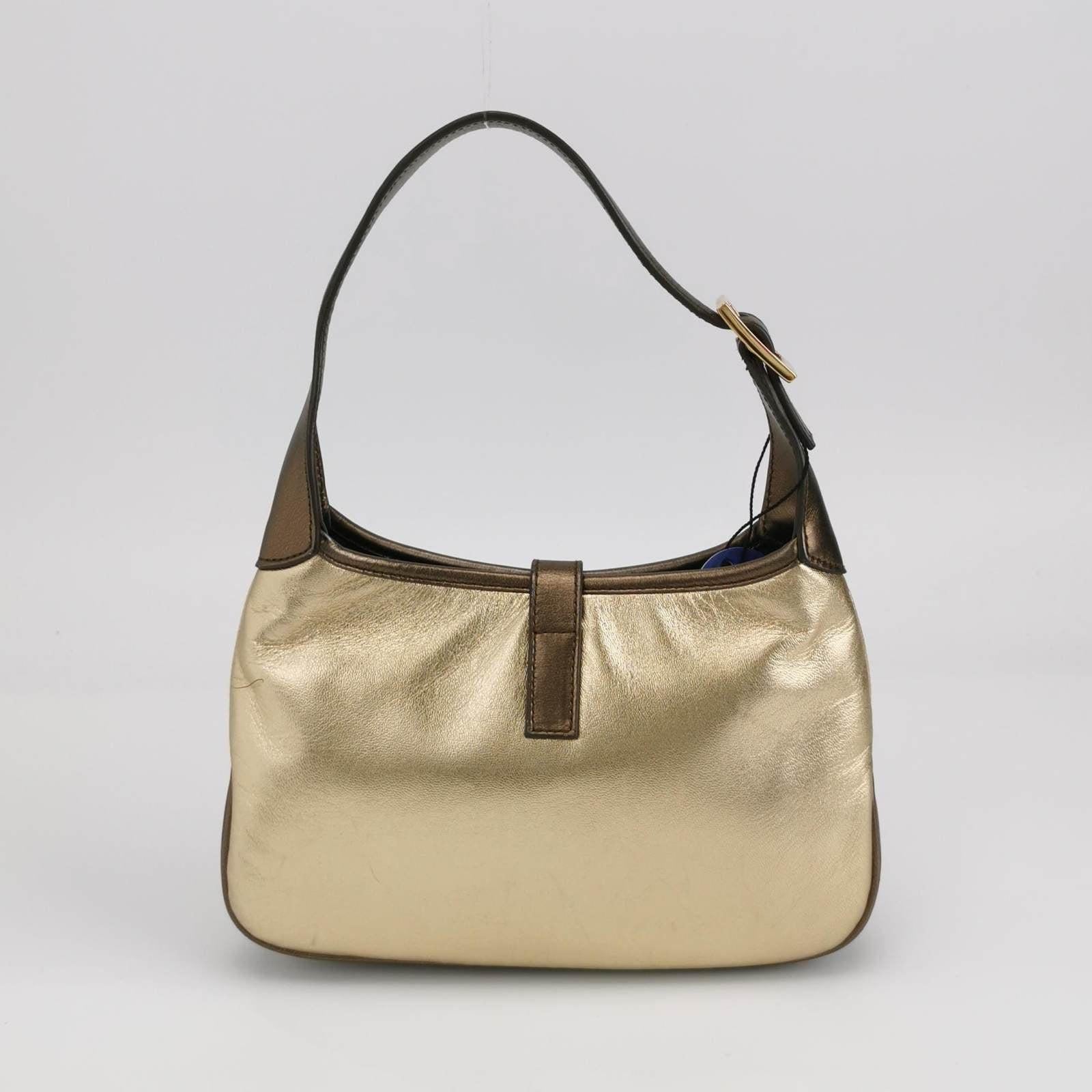Gucci Jackie Vintage Mini Gold Lambskin Leather Brown Calfskin Leather 2