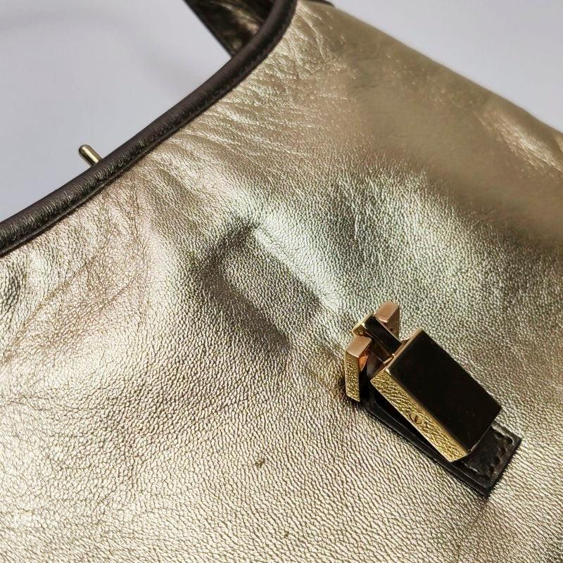 Gucci Jackie Vintage Mini Gold Lambskin Leather Brown Calfskin Leather 2