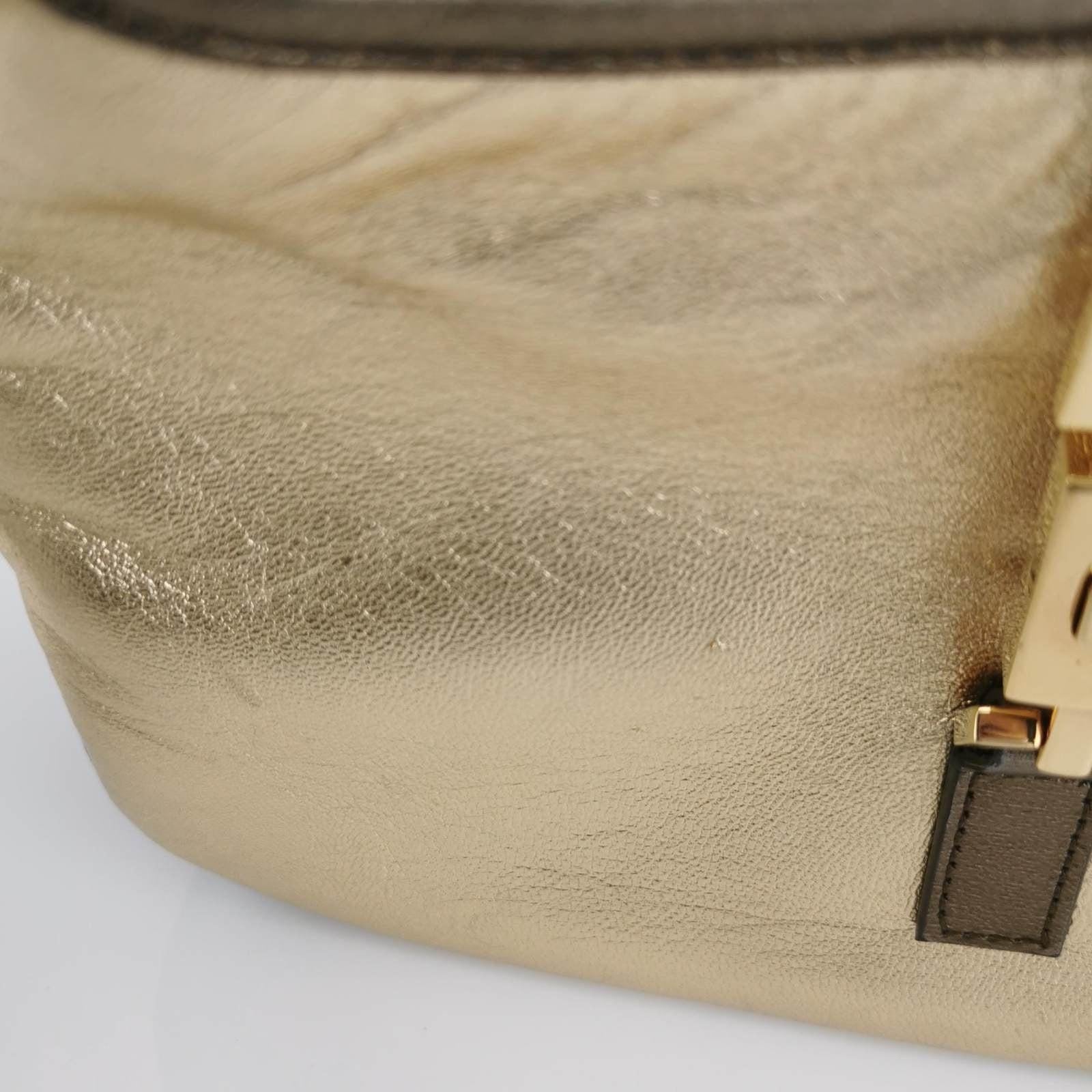Gucci Jackie Vintage Mini Gold Lambskin Leather Brown Calfskin Leather 3