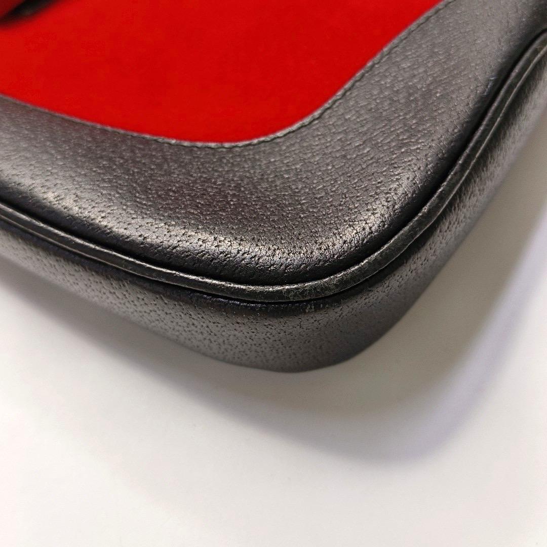 Gucci Jackie Vintage Red Felt and Black Leather Silver Hardware For Sale 7