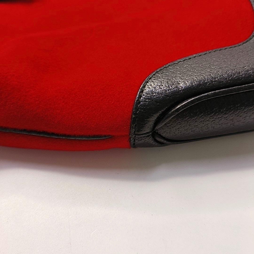Gucci Jackie Vintage Red Felt and Black Leather Silver Hardware For Sale 8