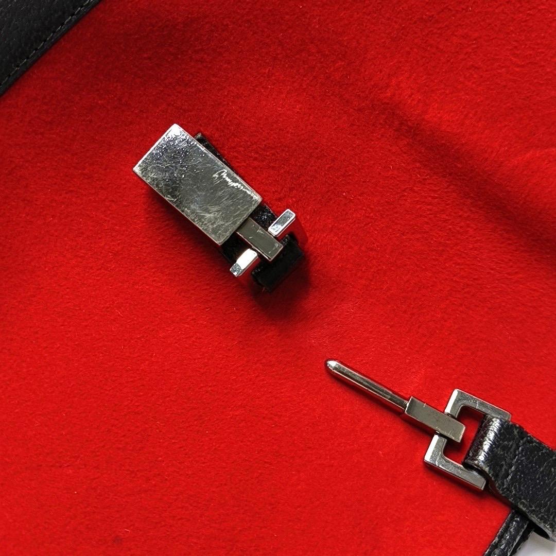 Gucci Jackie Vintage Red Felt and Black Leather Silver Hardware For Sale 2