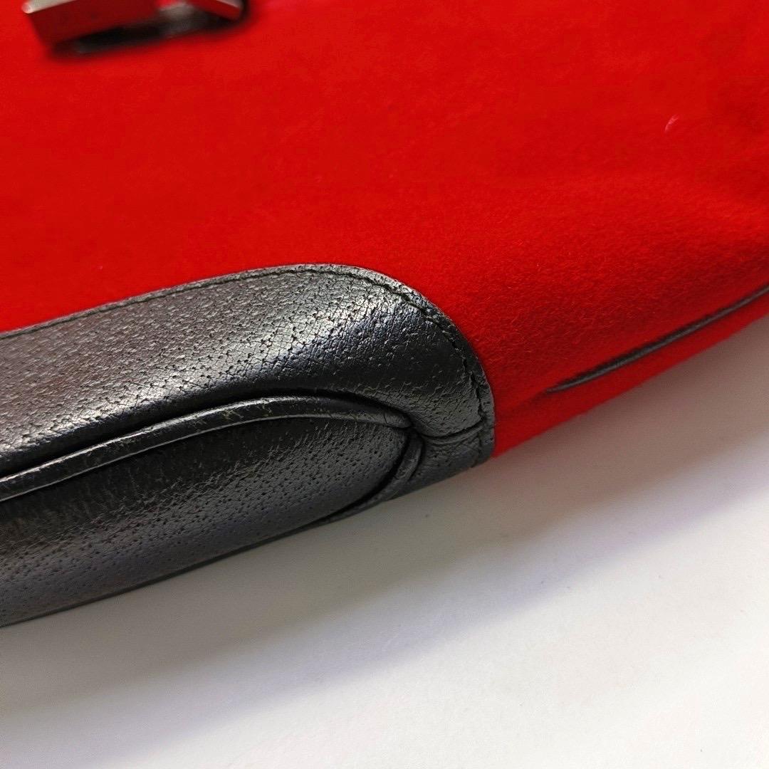 Gucci Jackie Vintage Red Felt and Black Leather Silver Hardware For Sale 3