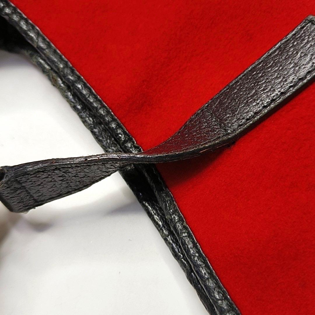 Gucci Jackie Vintage Red Felt and Black Leather Silver Hardware For Sale 4