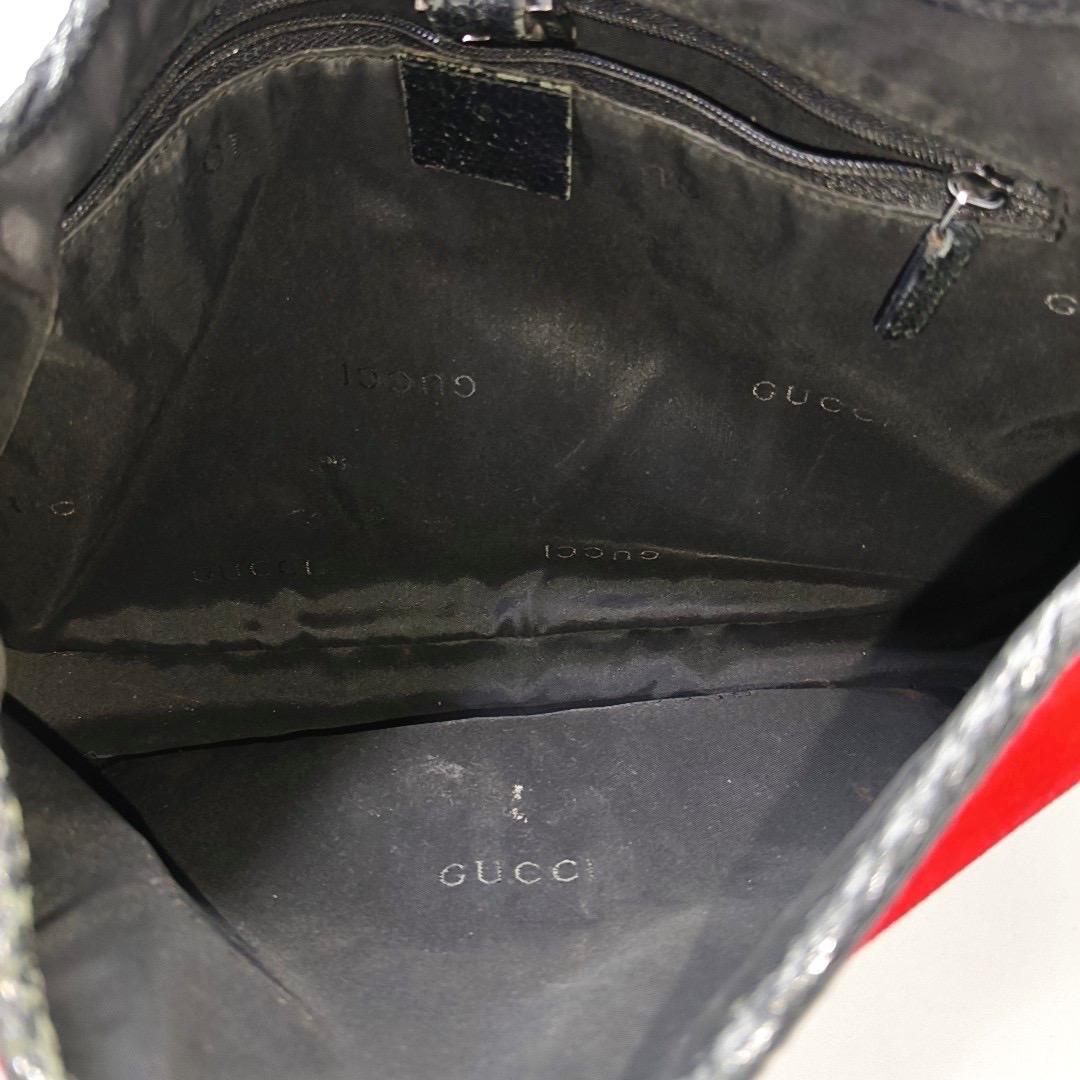 Gucci Jackie Vintage Red Felt and Black Leather Silver Hardware For Sale 5