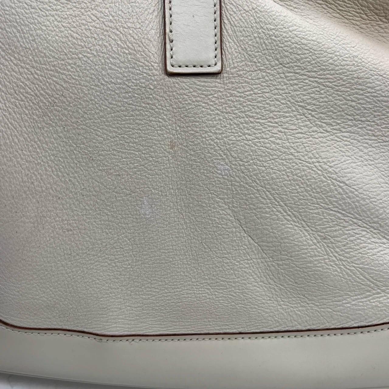 Gucci Jackie Vintage Soft White Leather Bag Medium with Fur lining For Sale 9