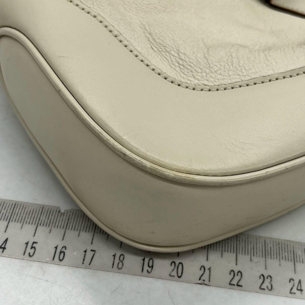 Gucci Jackie Vintage Soft White Leather Bag Medium with Fur lining For Sale 12