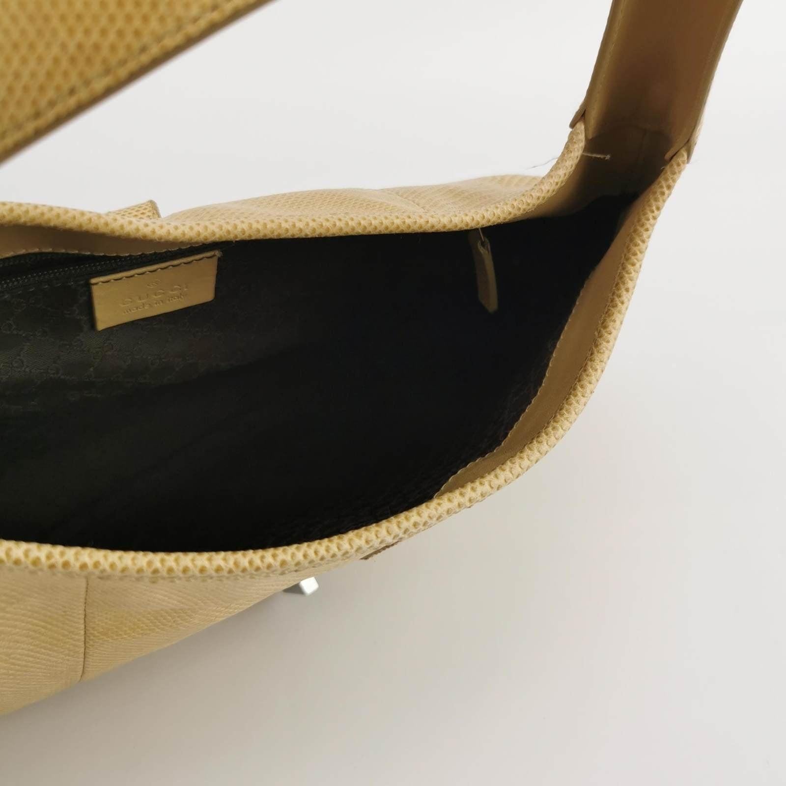 Women's Gucci Jackie Vintage Yellow Gold Exotic Lizard-skin Leather Shoulder Bag