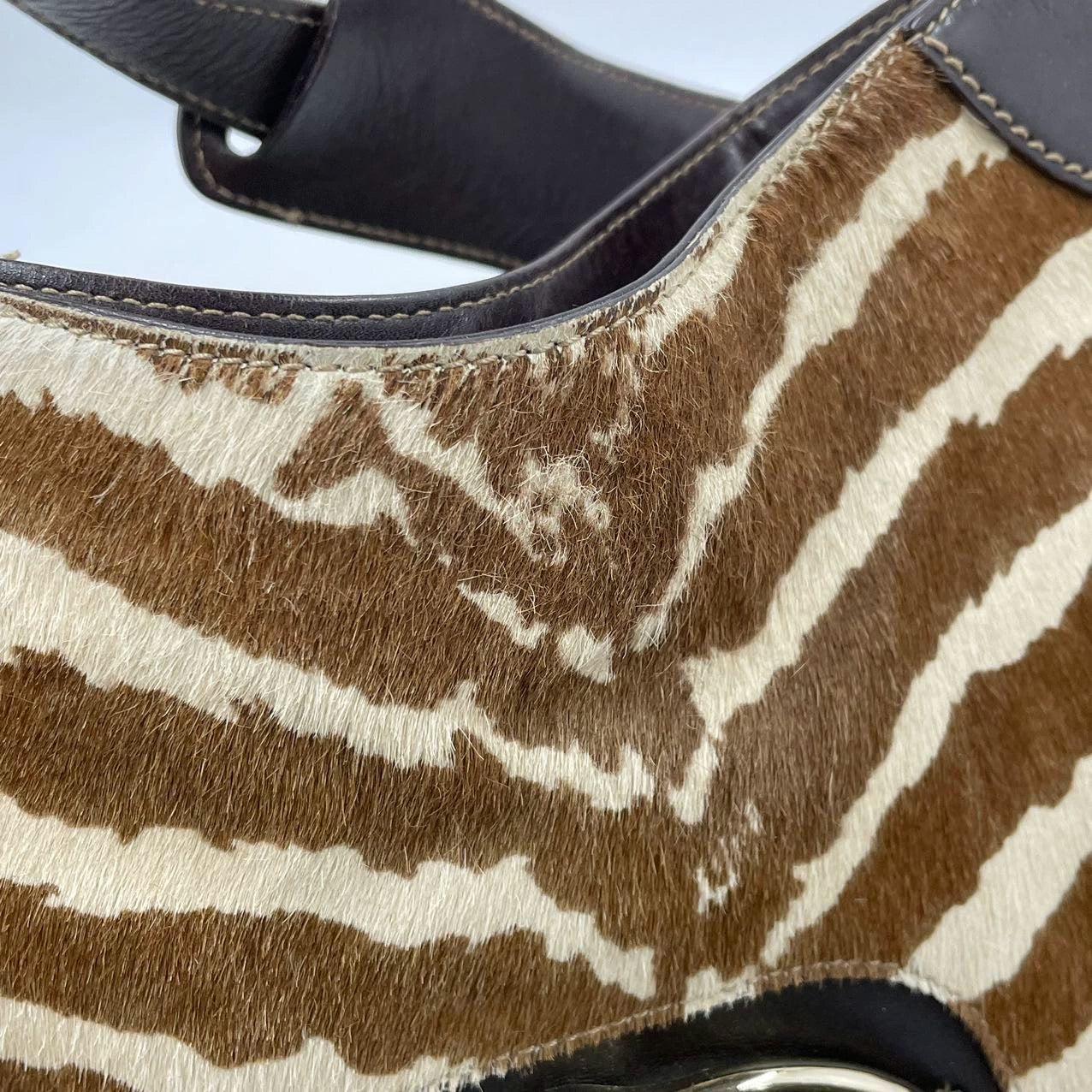 Gucci Jackie Vintage Zebra Print Pony-style Calfskin Side Horsebit 7