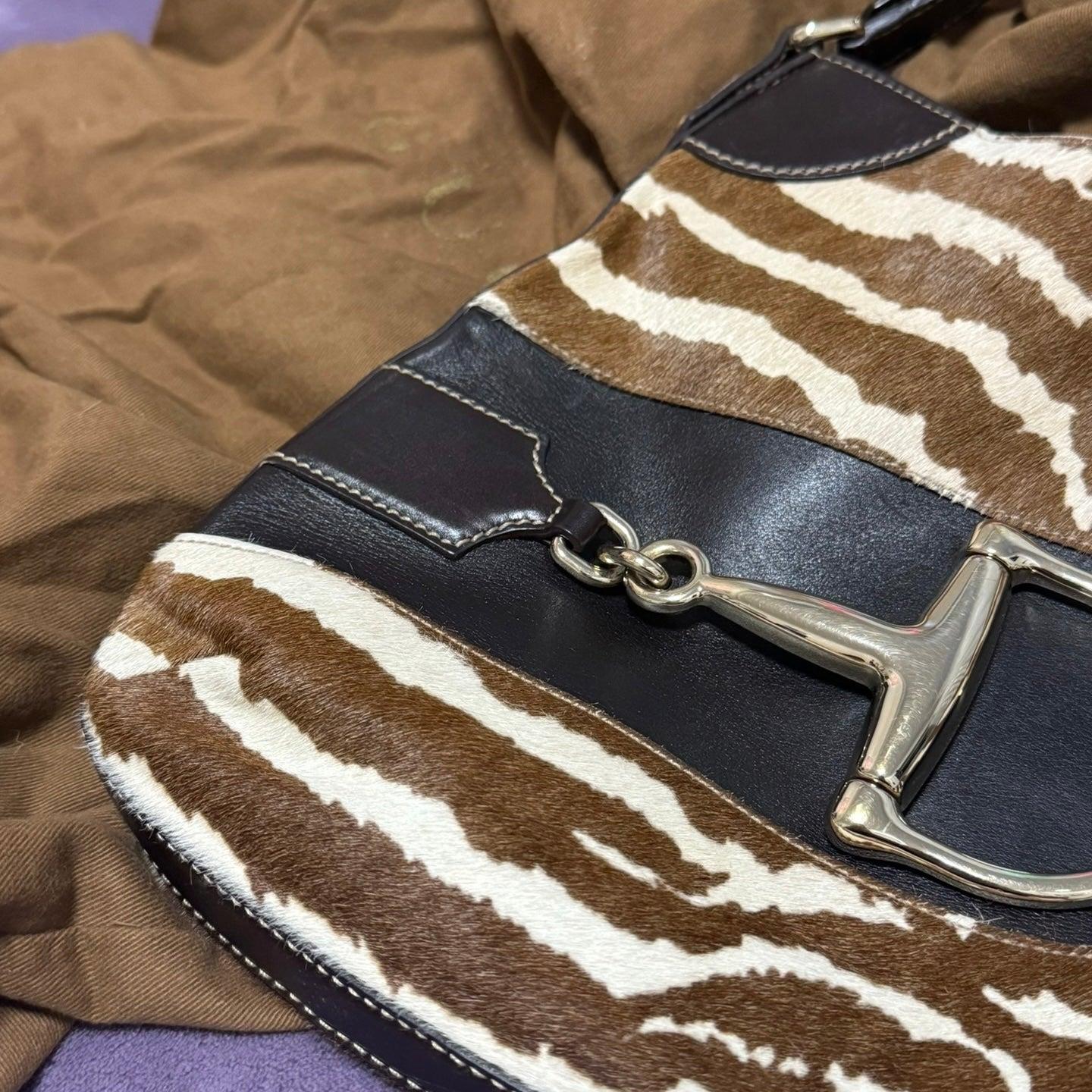 Gucci Jackie Vintage Zebra Print Pony-style Calfskin Side Horsebit 13