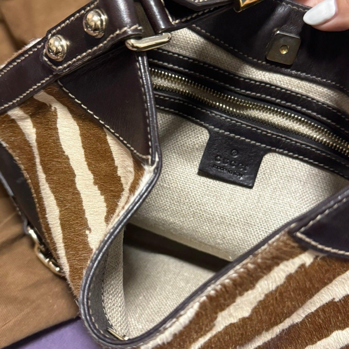 Gucci Jackie Vintage Zebra Print Pony-style Calfskin Side Horsebit 14