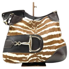 Gucci Jackie Vintage Zebra Print Pony-style Calfskin Side Horsebit