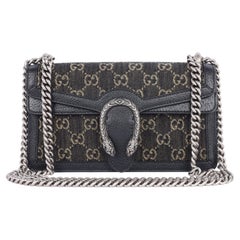 Gucci Borsa a tracolla Dionysus in pelle di vitello testurizzata Jacquard Black Denim GG Monogram