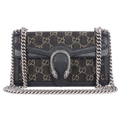 Gucci Jacquard Schwarz Denim GG Monogramm strukturierte Dionysus Umhängetasche aus Kalbsleder