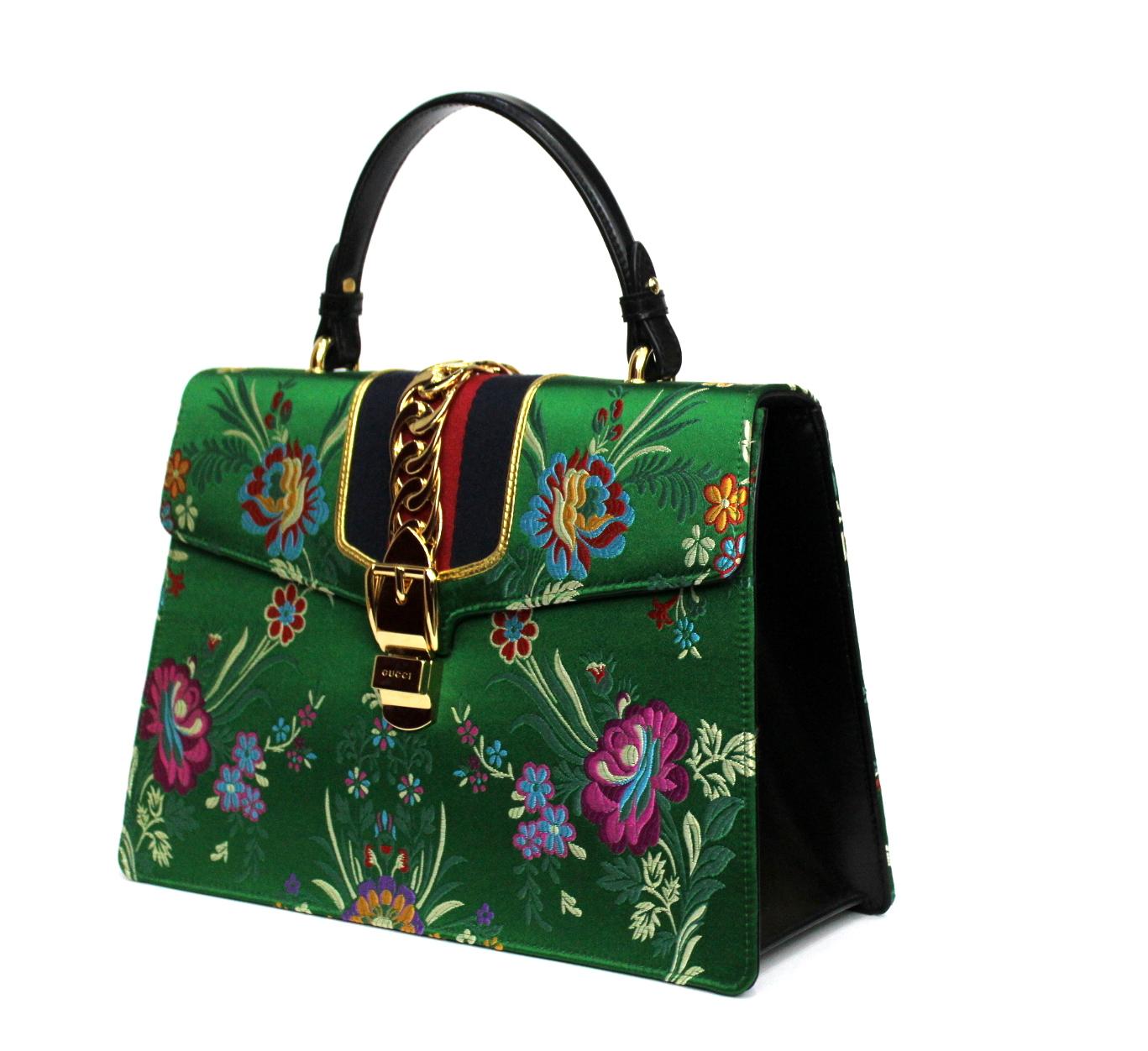 Women's Gucci Jacquard Fabric with Floral Pattern Sylvie Bag