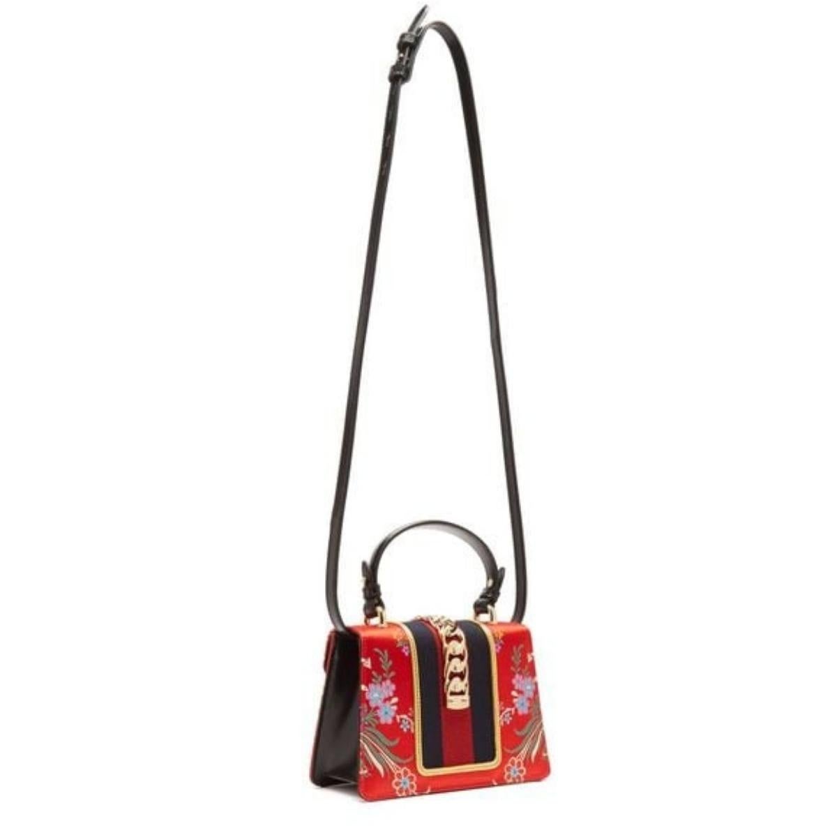 Gucci Jacquard Floral Mini Sylvie Top Handle Bag 3