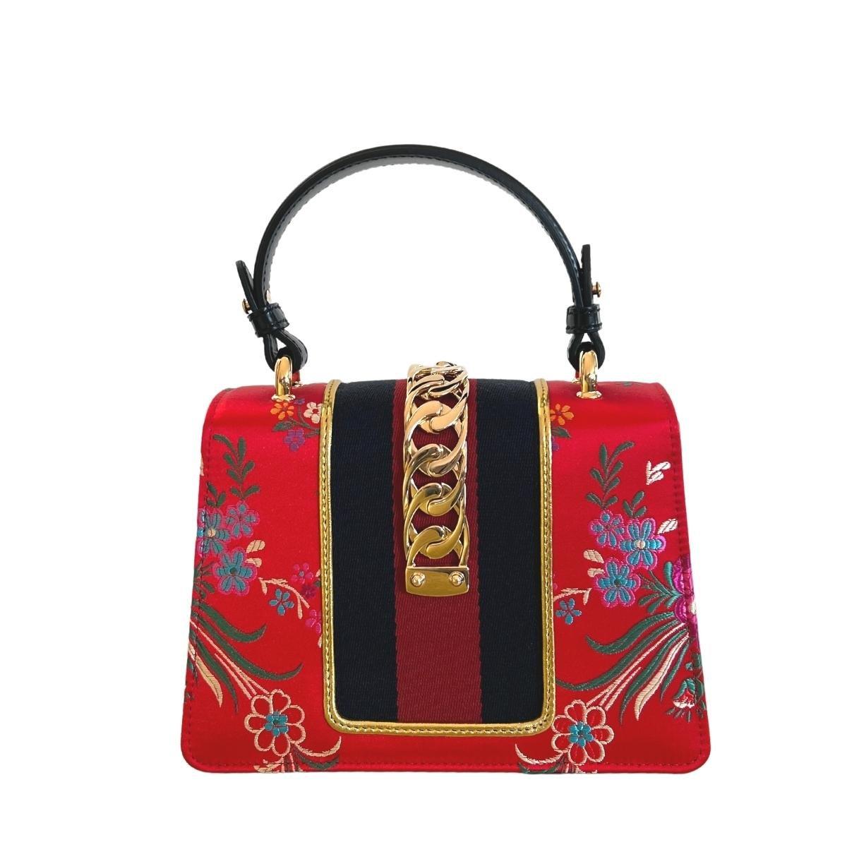 Gucci Jacquard Floral Mini Sylvie Top Handle Bag 4