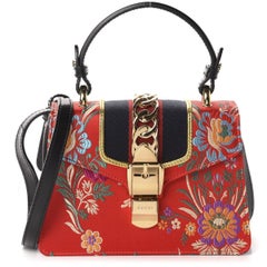 Gucci Jacquard-Mini Sylvie-Top-Handtasche mit Blumenmuster