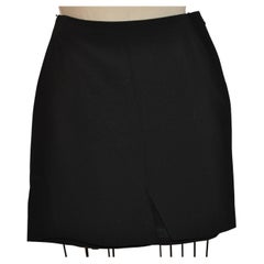 Gucci Jet-Black Lightweight English Wool Asymmetric Stitched Mini Lined Skirt