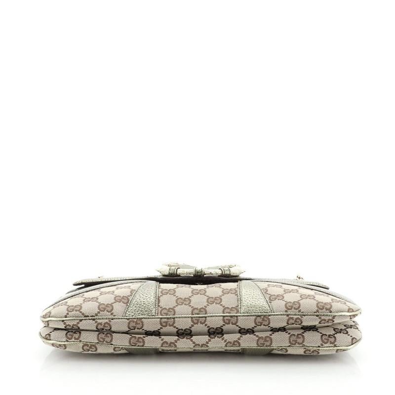 Gray Gucci  Jeweled Dragon Bag GG Canvas with Leather