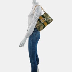 Gucci Jeweled Dragon Bag Green Crocodile and GG Velvet Bamboo Chain Strap