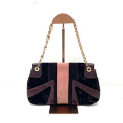 Gucci Jeweled Dragon Bag Purple Crocodile and GG Velvet Bamboo Chain Strap