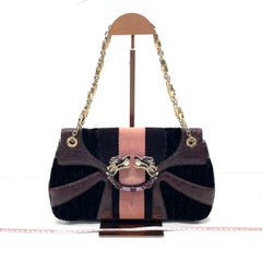 Gucci Jeweled Dragon Bag Purple Crocodile and GG Velvet Bamboo Chain Strap